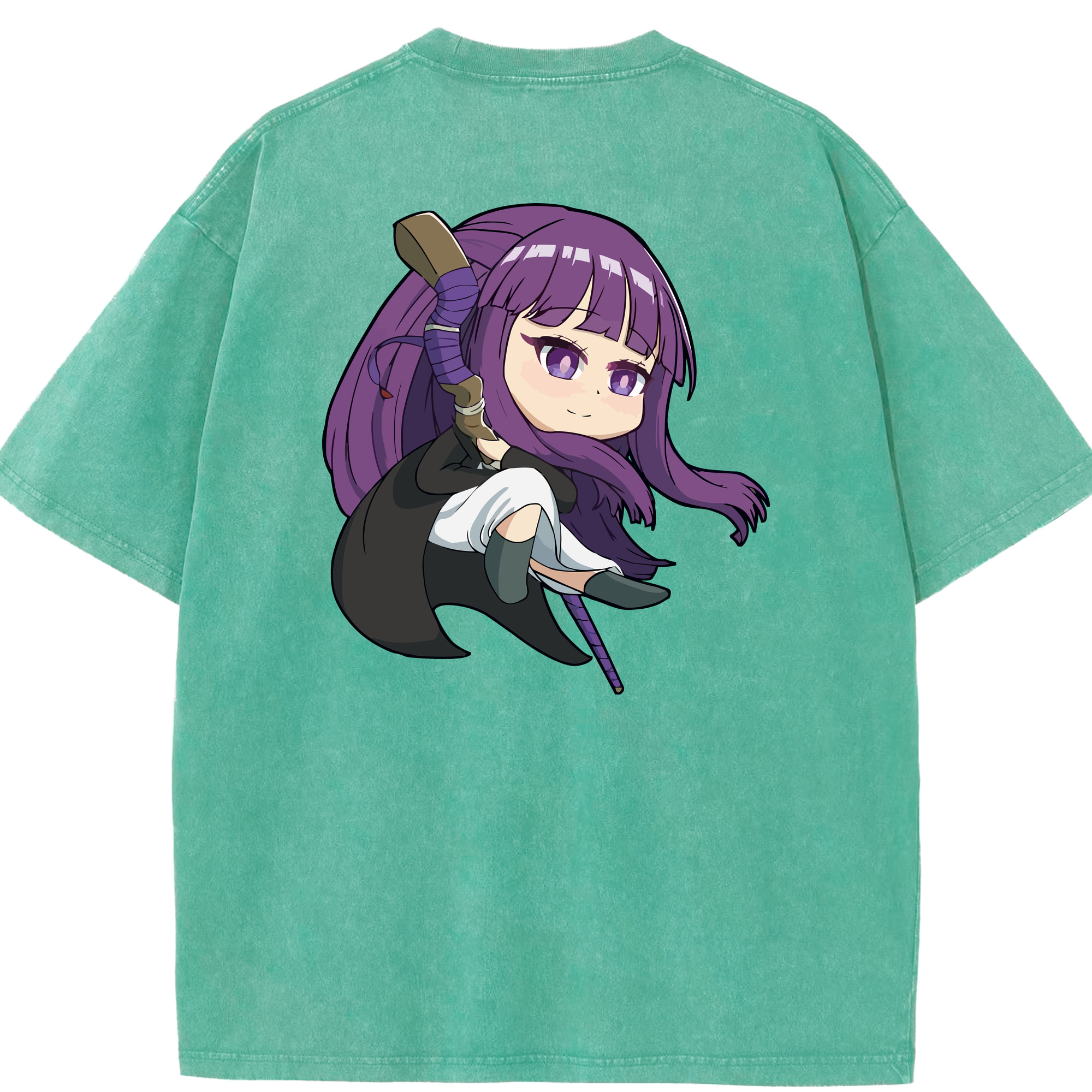 （画像用） 葬送のフリーレン Frieren 綿100% ヴィンテージ風 半袖Tシャツ（背面プリント）